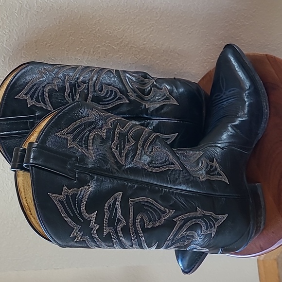 Tony Lama Men's 10.5D Style C 1912 Black Leather Cowboy boots - Picture 7 of 16